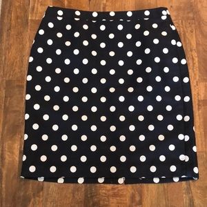Navy Polka Dot Pencil Skirt
